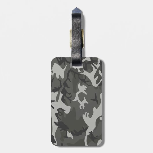 Gray Camouflage Pattern, militärisches Muster, Arm Gepäckanhänger (Rückseite vertikal)