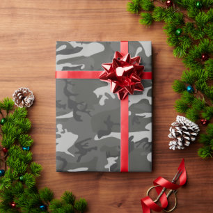 Gray Camouflage Pattern, militärisches Muster, Arm Geschenkpapier