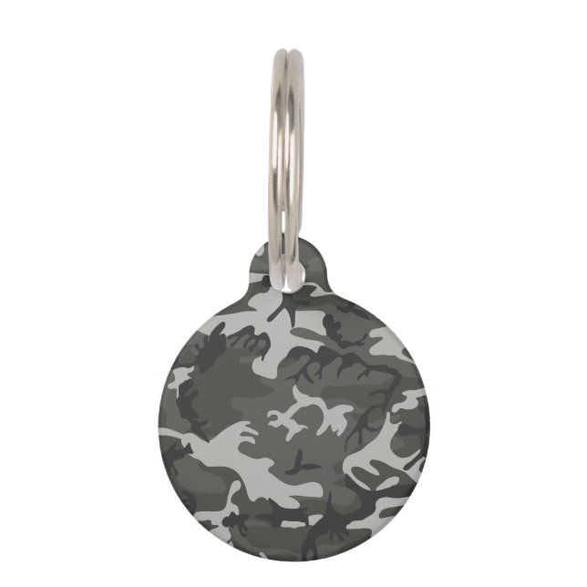 Gray Camouflage Pattern, militärisches Muster, Arm Haustiermarke (Vorderseite)