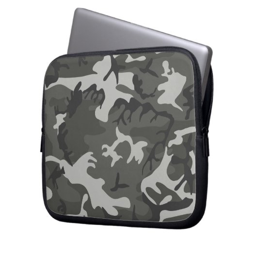 Gray Camouflage Pattern, militärisches Muster, Arm Laptopschutzhülle (Vorderseite Links)