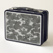 Gray Camouflage Pattern, militärisches Muster, Arm Metall Brotdose (Rückseite)