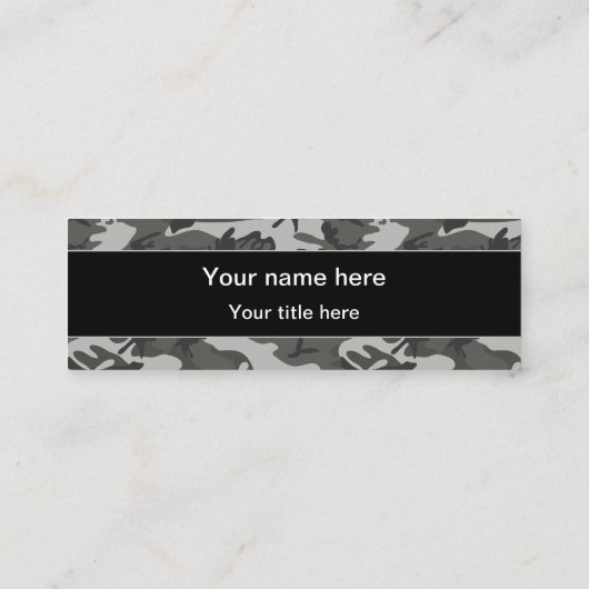 Gray Camouflage Pattern, militärisches Muster, Arm Mini Visitenkarte (Rückseite)