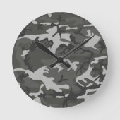 Gray Camouflage Pattern, militärisches Muster, Arm Runde Wanduhr (Vorderseite)