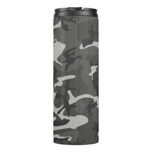 Gray Camouflage Pattern, militärisches Muster, Arm Thermosbecher (Rückseite)