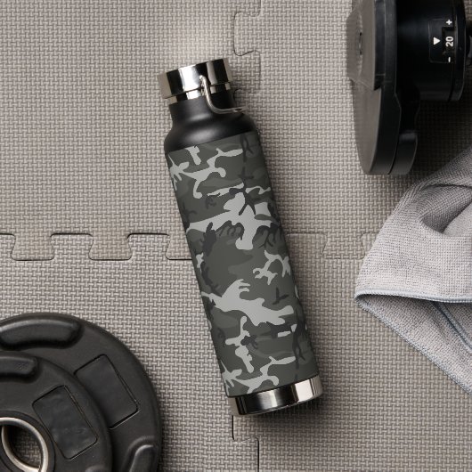 Gray Camouflage Pattern, militärisches Muster, Arm Trinkflasche (Fitnessstudio)