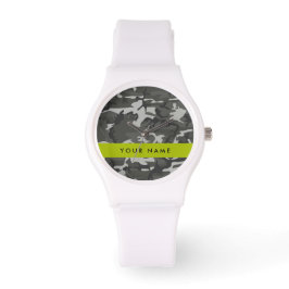 Gray Camouflage Pattern, Your name, Personalize Armbanduhr