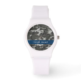 Gray Camouflage Pattern, Your name, Personalize Armbanduhr