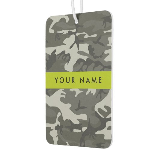 Gray Camouflage Pattern, Your name, Personalize Autolufterfrischer (Links)