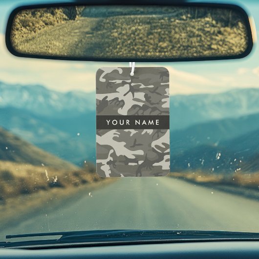 Gray Camouflage Pattern, Your name, Personalize Autolufterfrischer