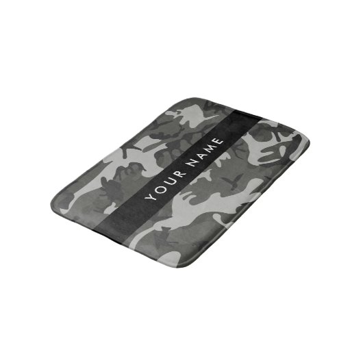 Gray Camouflage Pattern, Your name, Personalize Badematte (Schrägansicht)