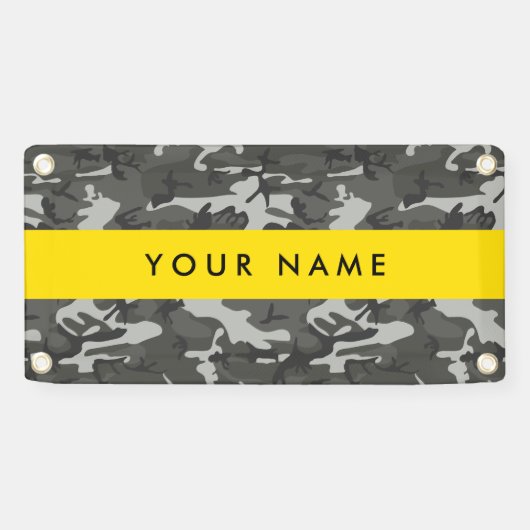Gray Camouflage Pattern, Your name, Personalize Banner (Horizontal)