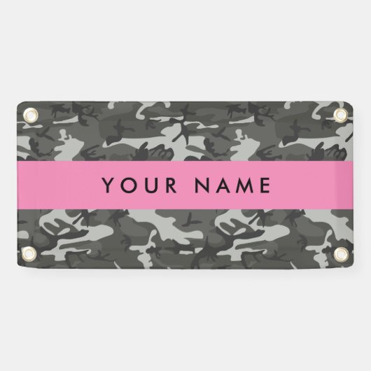 Gray Camouflage Pattern, Your name, Personalize Banner (Horizontal)