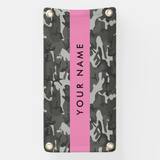 Gray Camouflage Pattern, Your name, Personalize Banner (Vertikal)