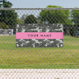 Gray Camouflage Pattern, Your name, Personalize Banner