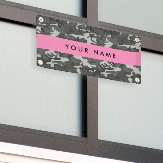 Gray Camouflage Pattern, Your name, Personalize Banner (Äußeres Gebäude)