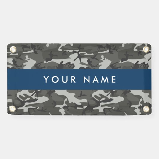 Gray Camouflage Pattern, Your name, Personalize Banner (Horizontal)