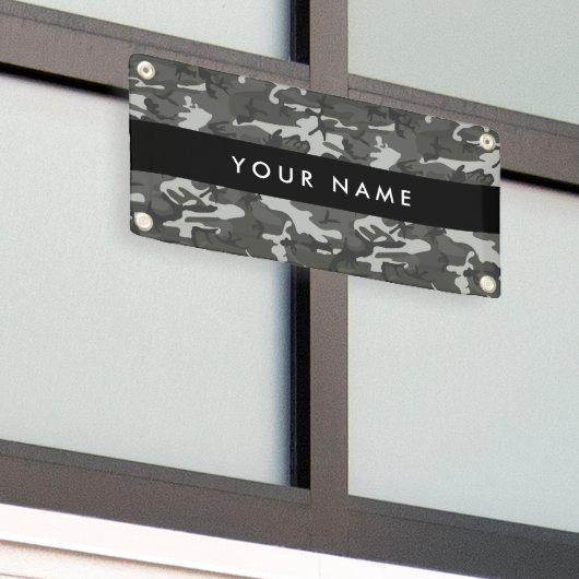 Gray Camouflage Pattern, Your name, Personalize Banner (Äußeres Gebäude)
