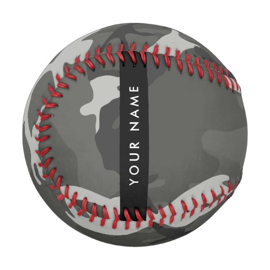 Gray Camouflage Pattern, Your name, Personalize Baseball (Vorderseite Links)