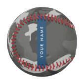 Gray Camouflage Pattern, Your name, Personalize Baseball (Vorderseite Links)