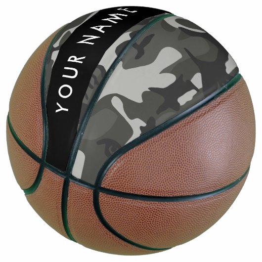 Gray Camouflage Pattern, Your name, Personalize Basketball (angewinkelt)