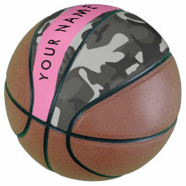 Gray Camouflage Pattern, Your name, Personalize Basketball