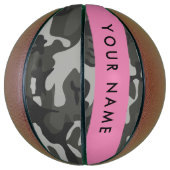 Gray Camouflage Pattern, Your name, Personalize Basketball (Vertikal)