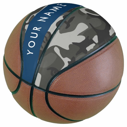 Gray Camouflage Pattern, Your name, Personalize Basketball (angewinkelt)