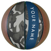 Gray Camouflage Pattern, Your name, Personalize Basketball (Vertikal)