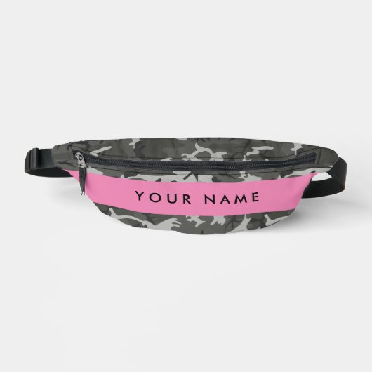 Gray Camouflage Pattern, Your name, Personalize Bauchtasche (Vorderseite)