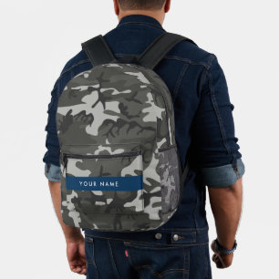 Gray Camouflage Pattern, Your name, Personalize Bedruckter Rucksack