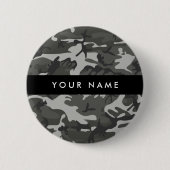 Gray Camouflage Pattern, Your name, Personalize Button (Vorderseite)