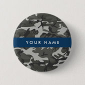 Gray Camouflage Pattern, Your name, Personalize Button (Vorderseite)