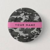 Gray Camouflage Pattern, Your name, Personalize Button (Vorderseite)
