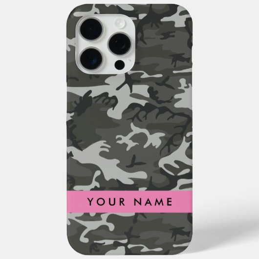Gray Camouflage Pattern, Your name, Personalize Case-Mate iPhone Hülle (Rückseite)