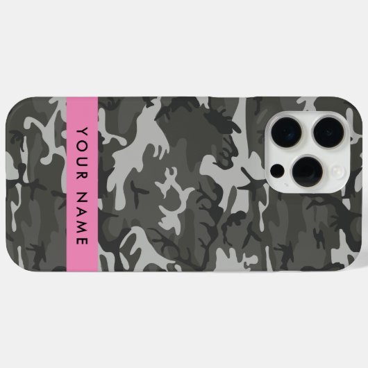Gray Camouflage Pattern, Your name, Personalize Case-Mate iPhone Hülle (Rückseite (Horizontal))