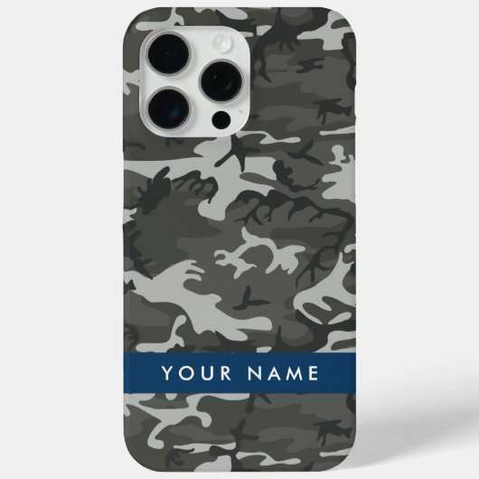 Gray Camouflage Pattern, Your name, Personalize Case-Mate iPhone Hülle (Rückseite)