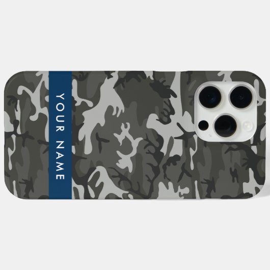 Gray Camouflage Pattern, Your name, Personalize Case-Mate iPhone Hülle (Rückseite (Horizontal))