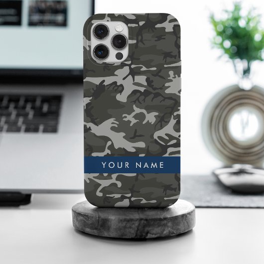 Gray Camouflage Pattern, Your name, Personalize Case-Mate iPhone Hülle