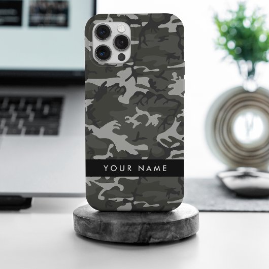 Gray Camouflage Pattern, Your name, Personalize Case-Mate iPhone Hülle