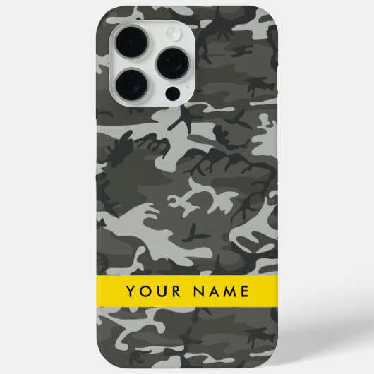Gray Camouflage Pattern, Your name, Personalize Case-Mate iPhone Hülle (Rückseite)