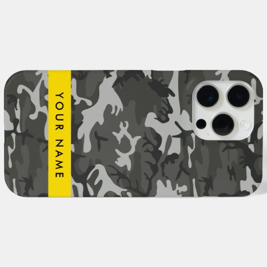 Gray Camouflage Pattern, Your name, Personalize Case-Mate iPhone Hülle (Rückseite (Horizontal))