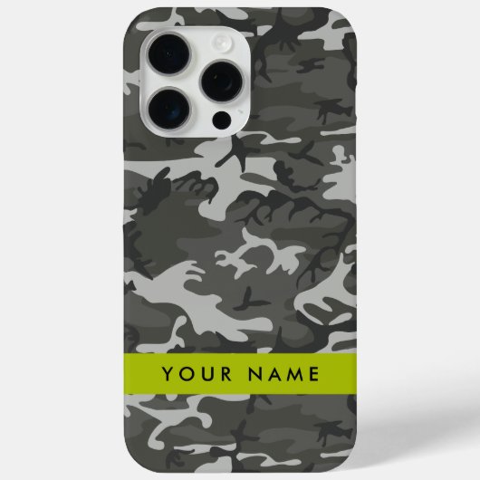 Gray Camouflage Pattern, Your name, Personalize Case-Mate iPhone Hülle (Rückseite)
