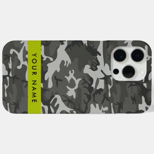 Gray Camouflage Pattern, Your name, Personalize Case-Mate iPhone Hülle (Rückseite (Horizontal))