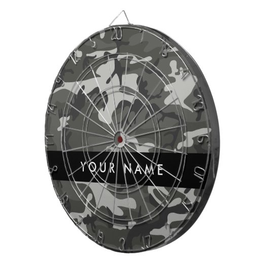 Gray Camouflage Pattern, Your name, Personalize Dartscheibe (Vorderseite rechts)