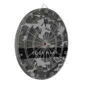 Gray Camouflage Pattern, Your name, Personalize Dartscheibe (Vorderseite Links)