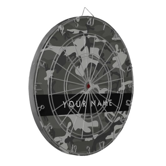 Gray Camouflage Pattern, Your name, Personalize Dartscheibe (Vorderseite Links)
