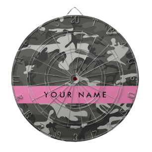 Gray Camouflage Pattern, Your name, Personalize Dartscheibe