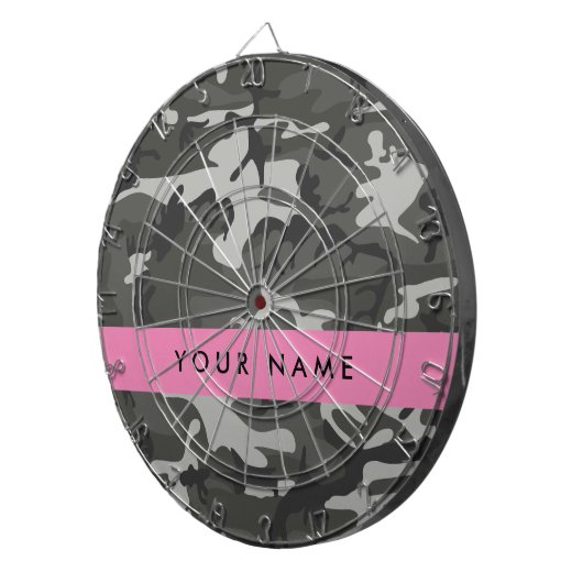 Gray Camouflage Pattern, Your name, Personalize Dartscheibe (Vorderseite rechts)