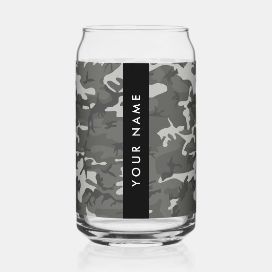 Gray Camouflage Pattern, Your name, Personalize Dosenglas (Vorderseite)