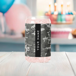 Gray Camouflage Pattern, Your name, Personalize Dosenglas